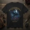 Black t-shirt with "There is no beauty without some strangeness" quote by Edgar Allan Poe, featuring a raven on a