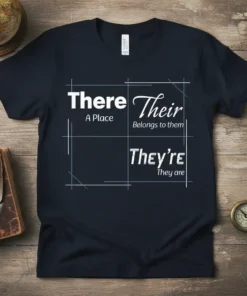 There Their They're Grammar detailed graphic design printed on comfortable cotton t-shirt