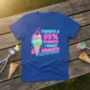T-shirt with neon-style text "THERE'S A 99% CHANCE I WANT ice cream" and a graphic of an ice cream cone