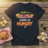 Funny "There's a 99.9% Chance I'm Hungry" text design with cartoon burger and french fries graphic