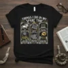Black t-shirt with "Things I Do In My Spare Time" text and six panels detailing hognose snake activities