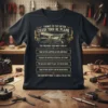 Black t-shirt with "Things To Say After Crash Your RC Plane" text and a vintage biplane graphic