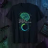 Black t-shirt with "THINKING.... THINKING.... OK I GOT NOTHING...." text and a neon green circuit brain graphic with a loading