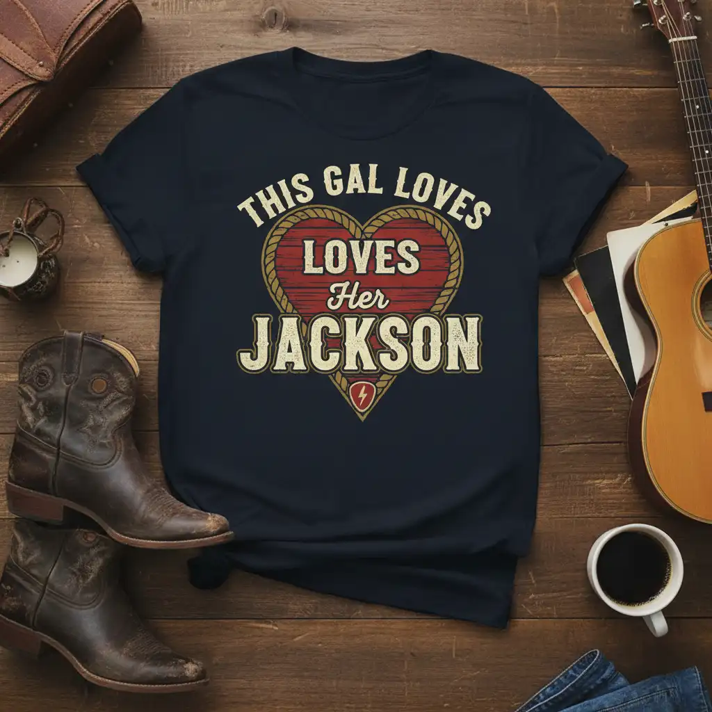 THIS GAL LOVES LOVES Her JACKSON unique artwork printed on quality cotton blend creating a standout t-shirt