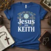 This Girl Gets By On Jesus And Keith graphic t-shirt design with dove and cross emblems