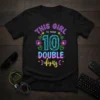 This Girl Is Now 10 Double Digits birthday t-shirt with neon-style text and circuit board number 10 graphic