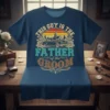 This Guy Is The Father of the Groom T-Shirt with vintage car and roses graphic