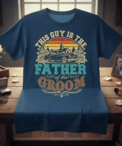This Guy Is The Father of the Groom T-Shirt with vintage car and roses graphic