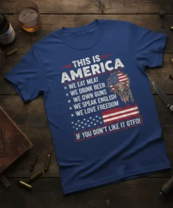 THIS IS AMERICA WE text design featuring eye-catching typography on quality t-shirt