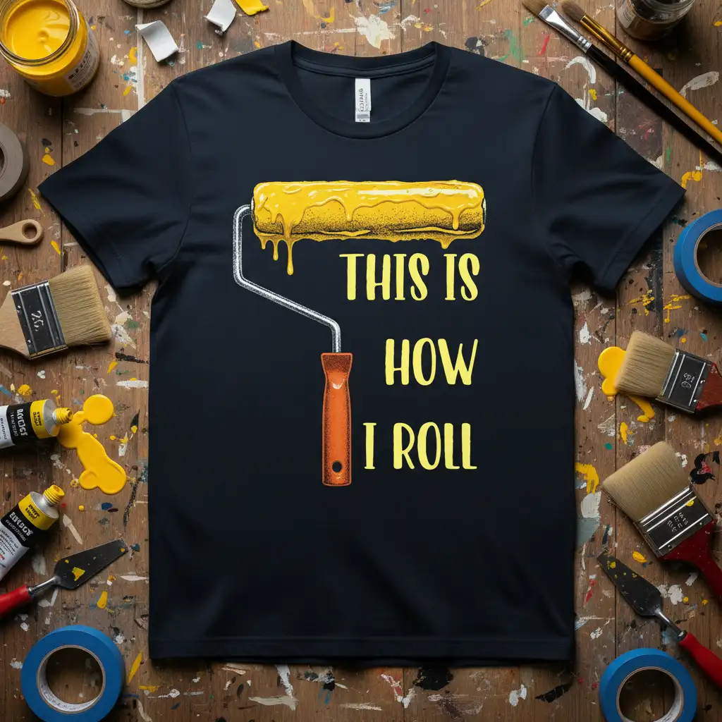 This Is How I Roll quote with paint roller graphic on a dark t-shirt design