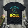 This Is How I Roll quote t-shirt featuring a rider on an electric scooter with vibrant graphics