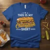This Is My Cheesesteak Shirt design featuring a large cheesesteak sandwich graphic with bold white and yellow text