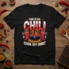 This Is My Chili Cook Off Shirt design with cartoon peppers, chili pot, and flames. Primary keyword included
