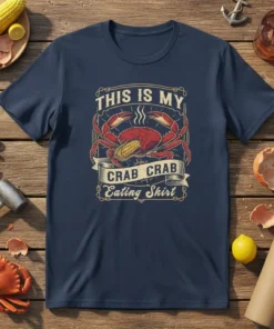 This Is My Crab Crab Eating Shirt design featuring a red crab holding corn on the cob