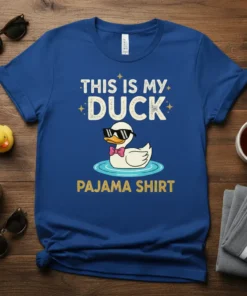 This Is My Duck Pajama Shirt design featuring a cool duck wearing sunglasses and a bow tie, with text above