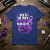 This Is My Fight Shirt text with purple ribbons and boxing gloves, cancer awareness design
