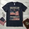 Navy t-shirt with patriotic design: "This Is My Flag I Will Not Apologize For It" above an eagle and US