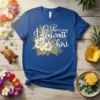 This is my Hawaii Shirt design with tropical flowers and leaves in gold and white on a blue t-shirt