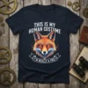 This Is My Human Costume (I'm Really A Fox) t-shirt design with a colorful fox illustration and white text