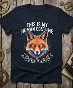 This Is My Human Costume (I'm Really A Fox) t-shirt design with a colorful fox illustration and white text