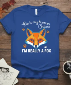 This is my human Costume I'M REALLY A FOX quote with a geometric fox head graphic and paw prints, on