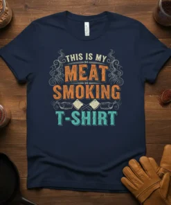 This Is My Meat Smoking T-Shirt design with vintage typography and crossed cleavers, perfect for BBQ grill masters