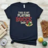 This Is My Playing Bocce Shirt design featuring bold red text for "BOCCE" and distressed white text for "THIS IS