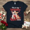 This is my Valentine Pajama Shirt design with two Chihuahuas tied with a red bow, surrounded by hearts and confetti