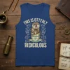 Graphic t-shirt design with the text "THIS IS OTTERLY RIDICULOUS" and an otter in teacups