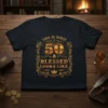 This Is What 50 & Blessed Looks Like t-shirt with gold ornate design and number 50 graphic