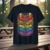 This Sausage Party Is The Wurst T-Shirt with rainbow sausages and beer mugs graphic