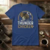 Thunder Chicken t-shirt design with a wild turkey graphic and rustic rope border, featuring bold white and gold text