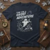 Time For A Ghost Adventure Halloween T-Shirt with ghost, haunted house, and moon graphic