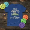 Time to Whip Out My Bi Disc funny disc golf t-shirt with basket and mountains graphic