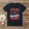TITI of the BERRY FIRST BIRTHDAY GIRL t-shirt with strawberry accents and festive typography for a first birthday celebration