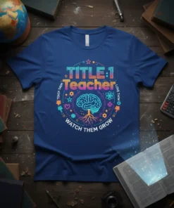 TITLE:1 Teacher Teach Them text design featuring detailed typography on quality t-shirt