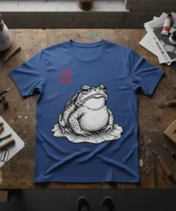 Toadly Good t-shirt design featuring a whimsical toad illustration and red text, perfect for frog lovers