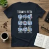 TODAY I FEEL HAPPY text design featuring bold typography on quality t-shirt