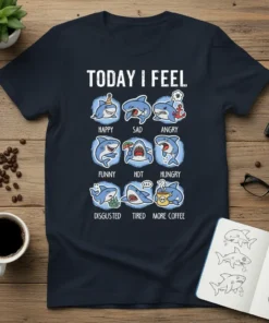 TODAY I FEEL HAPPY text design featuring bold typography on quality t-shirt