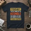 Funny quote t-shirt reading "TODAY I'M NOT GONNA BE AN ASSHOLE I'M GONNA BE NICE Stop Laughing You Fuckers, IT