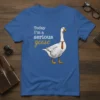 T-shirt featuring the text "Today I'm a serious goose" with a drawing of a goose wearing a tie