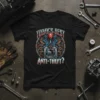 Today's Best Anti-Theft? graphic tee featuring a detailed gear shifter design with steampunk elements and bold typography
