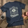 Navy t-shirt with "Today's Good Mood Is Sponsored By Donuts" text and a donut graphic