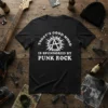 Black t-shirt with white text reading "TODAY'S GOOD MOOD IS SPONSORED BY PUNK ROCK" and an anarchy symbol graphic