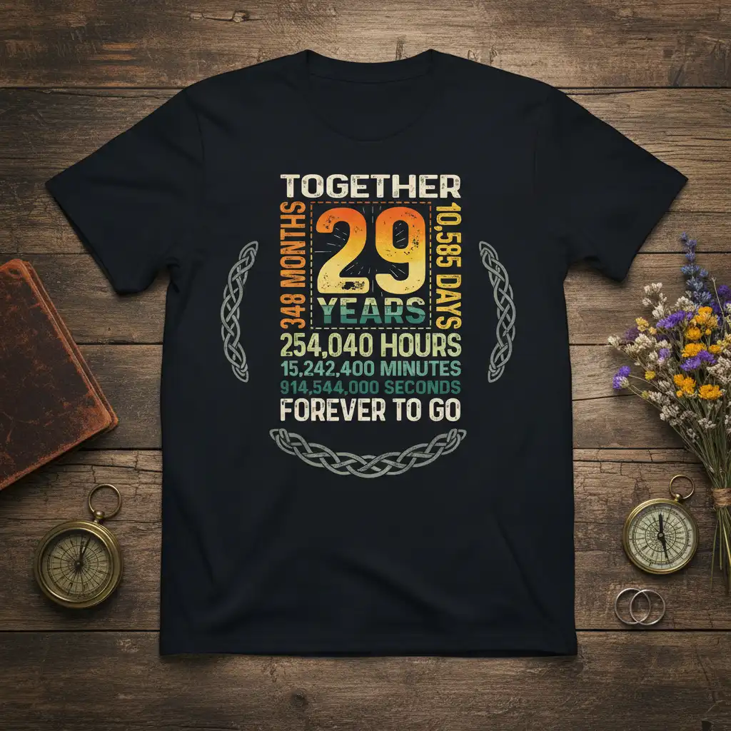 TOGETHER 29 YEARS 348 quote printed with eye-catching design on breathable fabric t-shirt design