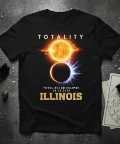 TOTAL SOLAR ECLIPSE ILLINOIS 04.08.2024 stylish graphic design printed on comfortable cotton t-shirt