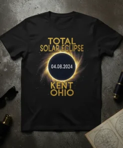 TOTAL SOLAR ECLIPSE 04.08.2024 KENT OHIO unique graphic design printed on comfortable cotton t-shirt