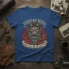 Gorilla biker t-shirt with text "Touch My Beard And Tell Me Im Pretty" and smoking pipe