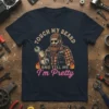 Touch My Beard And Tell Me I'm Pretty T-Shirt with a mechanic illustration and flame accents