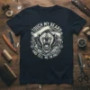 Touch My Beard And Tell Me I'm Pretty T-Shirt with roaring bear graphic and vintage style text